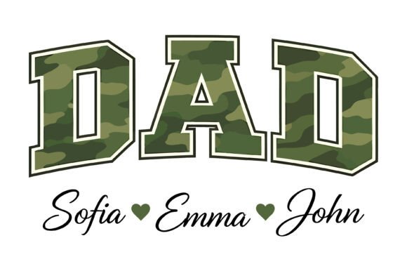 Camo Dad Custom Names: Graphics for T-Shirt Designs