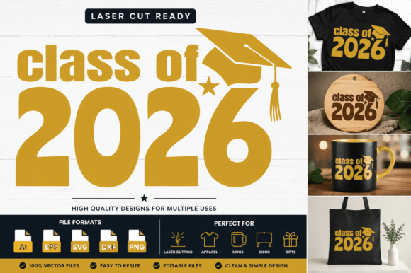 Class of 2026 Graduation Design Graphics for T-Shirt Designs