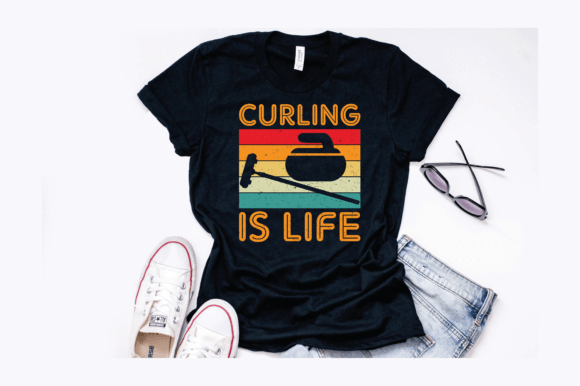 Curling Athlete Essential Design: Graphics for T-Shirt Designs