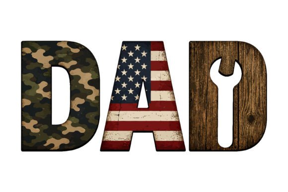 Dad Camo USA Wood Tool Graphics for T-Shirt Designs