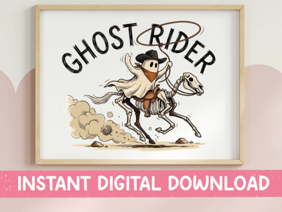 Ghost Rider Cowboy Skeleton Horse Graphics for T-Shirt Designs