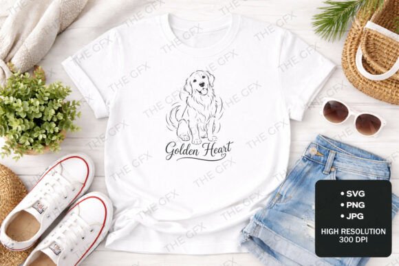 Golden Heart Retriever SVG for Graphics & T-Shirt Designs