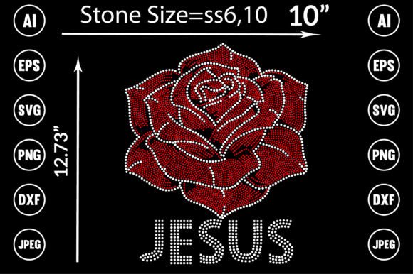 Jesus and Flower Rhinestone Graphics for T-Shirt Designs