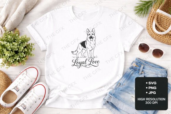 Loyal Love German Shepherd Graphics for T-Shirt Designs