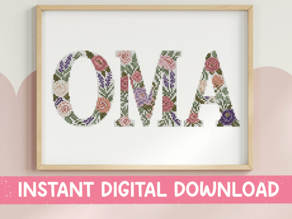 Oma Floral Letter Garden Graphics for T-Shirt Designs