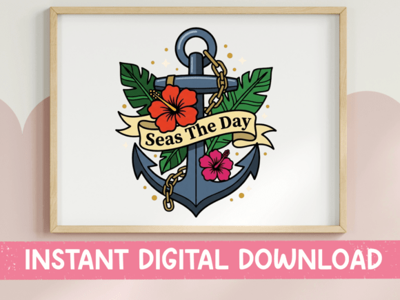 Seas the Day Anchor Tropical Graphics & T-Shirt Designs